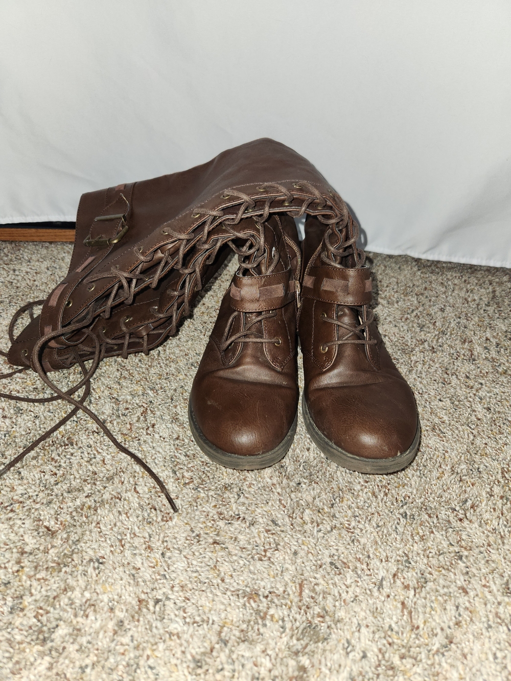Women's Brown Lace-Up Boots #utility #rugged #outdoor #equestrian #soft